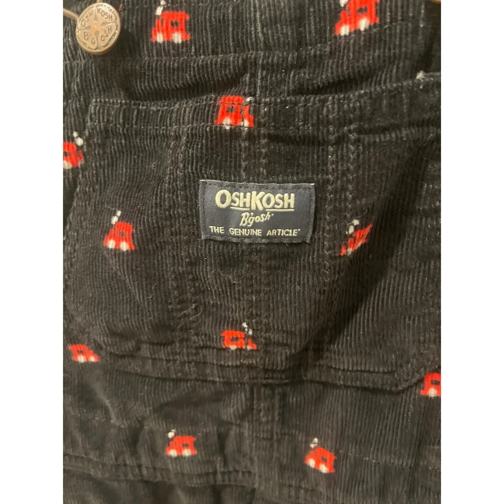 Vintage OshKosh Bgosh Overalls Kids 4T Black Corduroy Train Embroidered  Bibs
